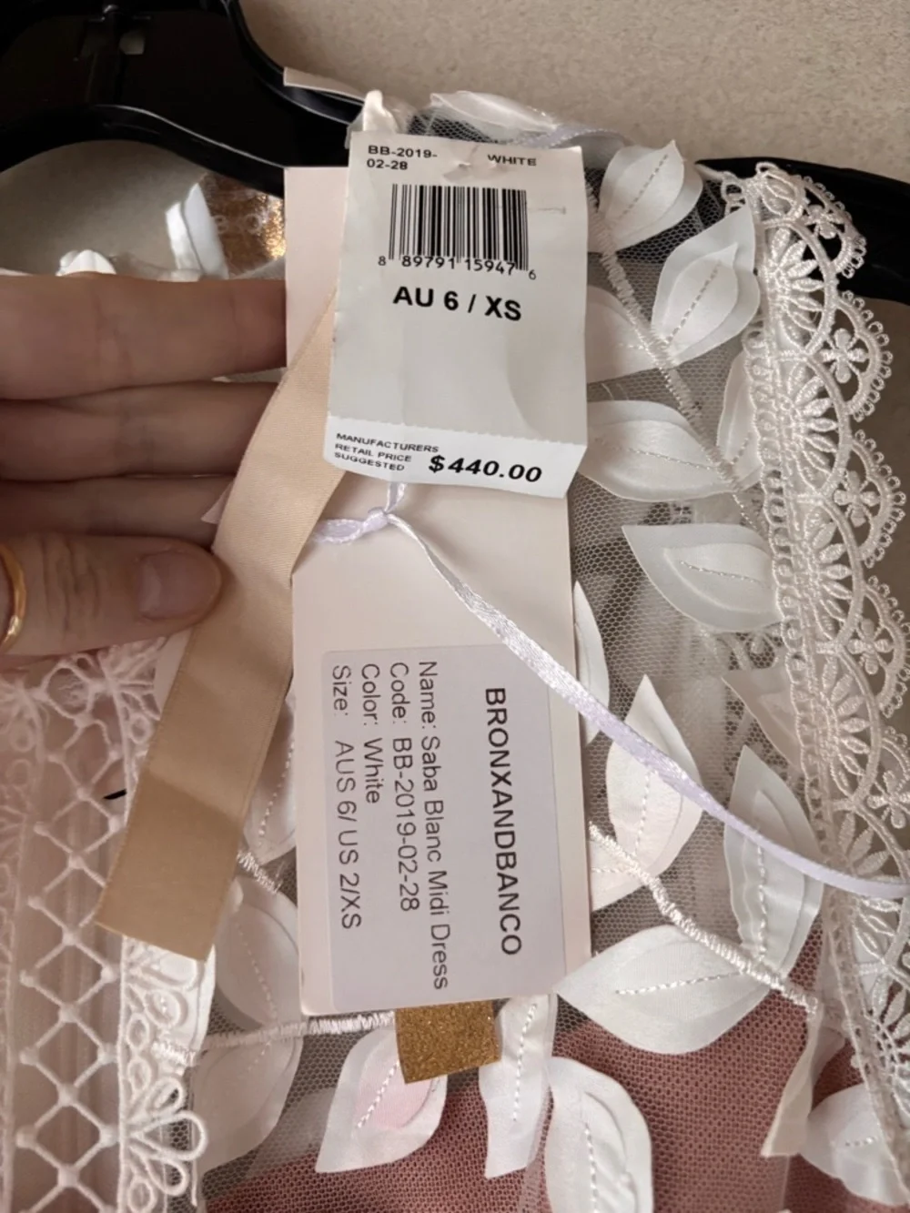 Bronx and Banco White Lace Appliqué Maxi Gown with Nude Lining - Picture 12 of 12